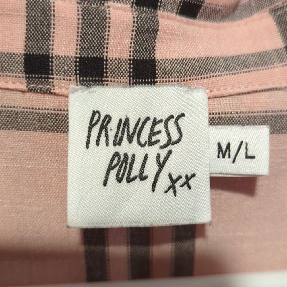 Y2K Grunge Pink Plaid Button-Up Shirt With Pockets Princess Polly M/L Streetwear - Picture 8 of 10